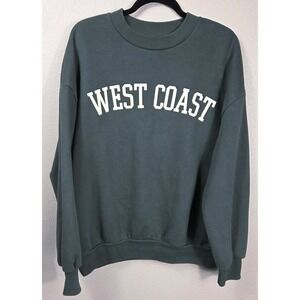 Oak + Fort West Coast Oversized Crewneck‎ Sweatshirt Green Fleece Women's M/L
